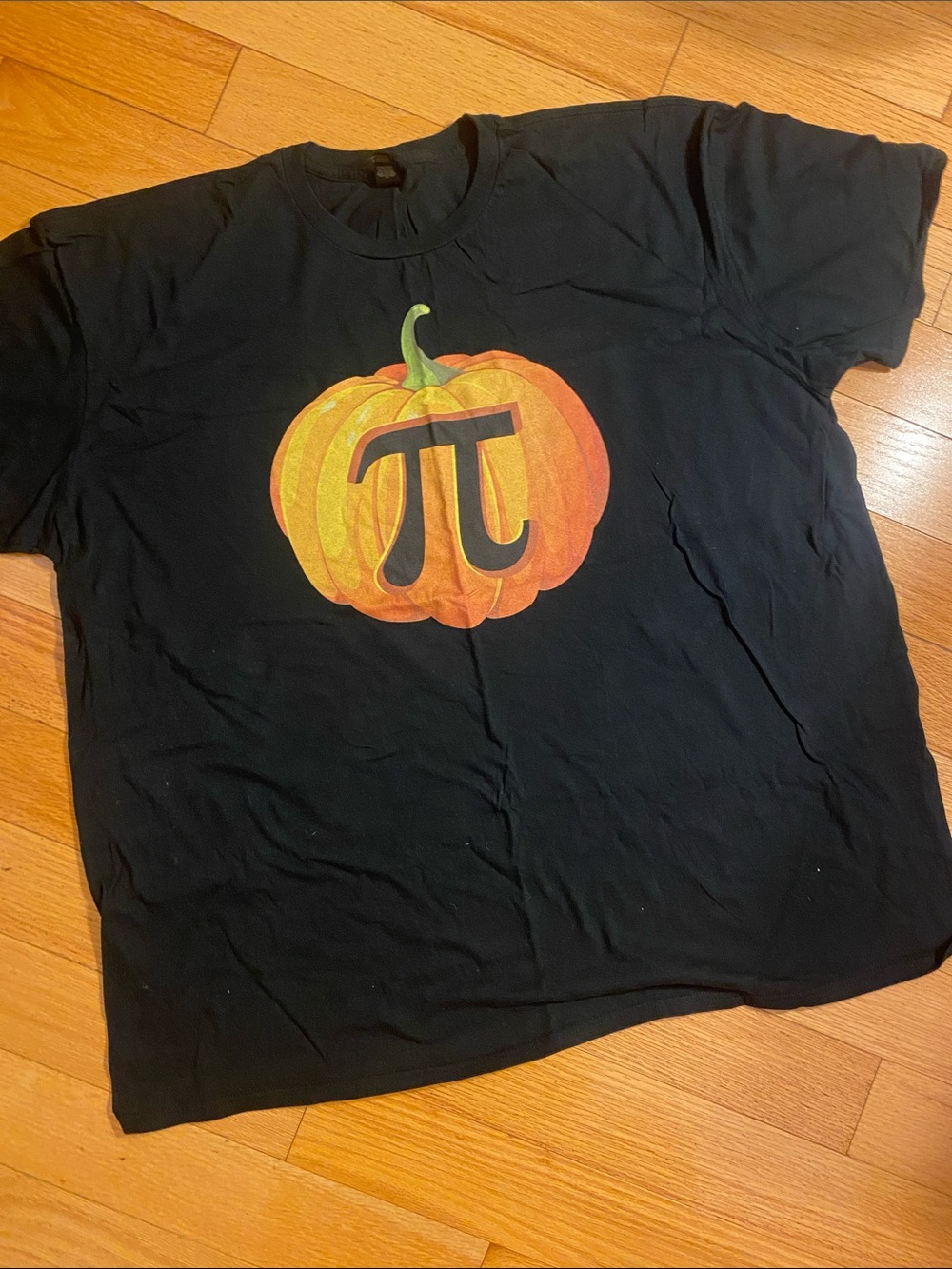 Anvil Black Short Sleeve Tee with Orange Pumpkin Pi Day Halloween Graphic